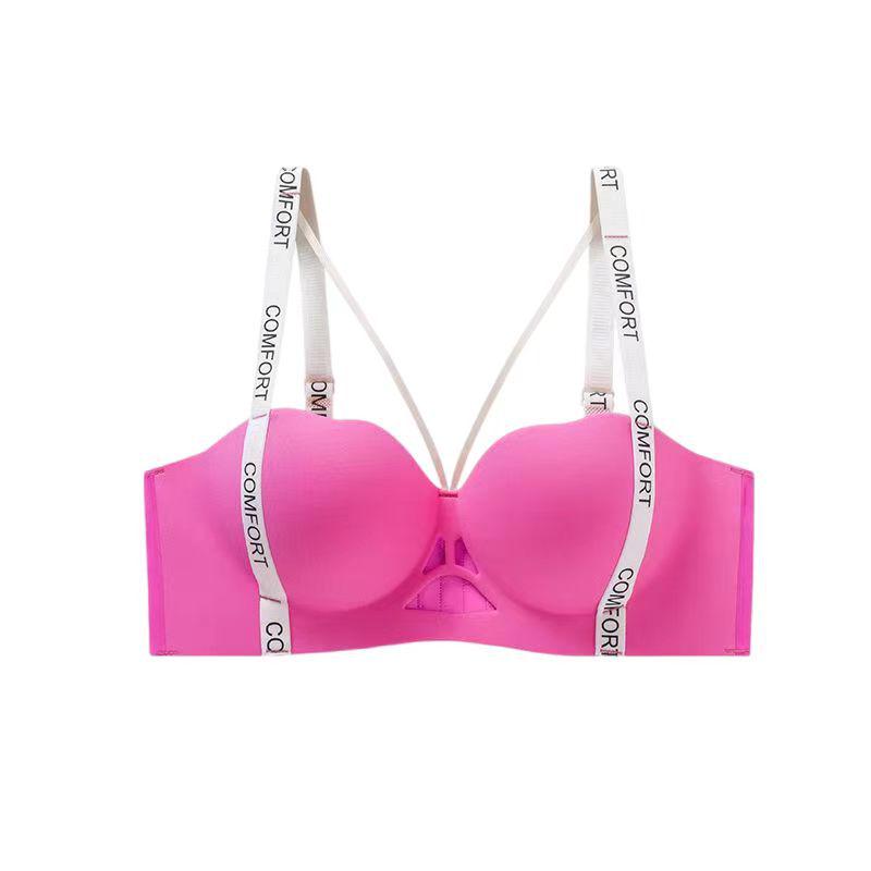 2025 Seamless Smooth Cup Bra with Heart Letter Straps - Super Lift Push Up Cartoon Design