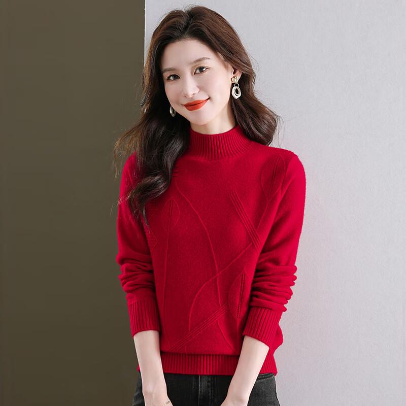 Women's 100% Pure Wool Half-High Collar Sweater