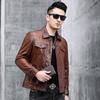 Autumn and winter leather leather jacket men's casual men's clothing first layer cowhide top brown leather motorcycle jacket