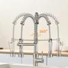 Double Output Kitchen Spring Faucet High Pressure Stainless Sink Faucet 360° Rotating Vertical/wall Mounted Hot/Cold Faucets