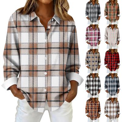 Women's Shirt Blouse Christmas Print Button Long Sleeve Casual Basic Shirt Collar Regular Top