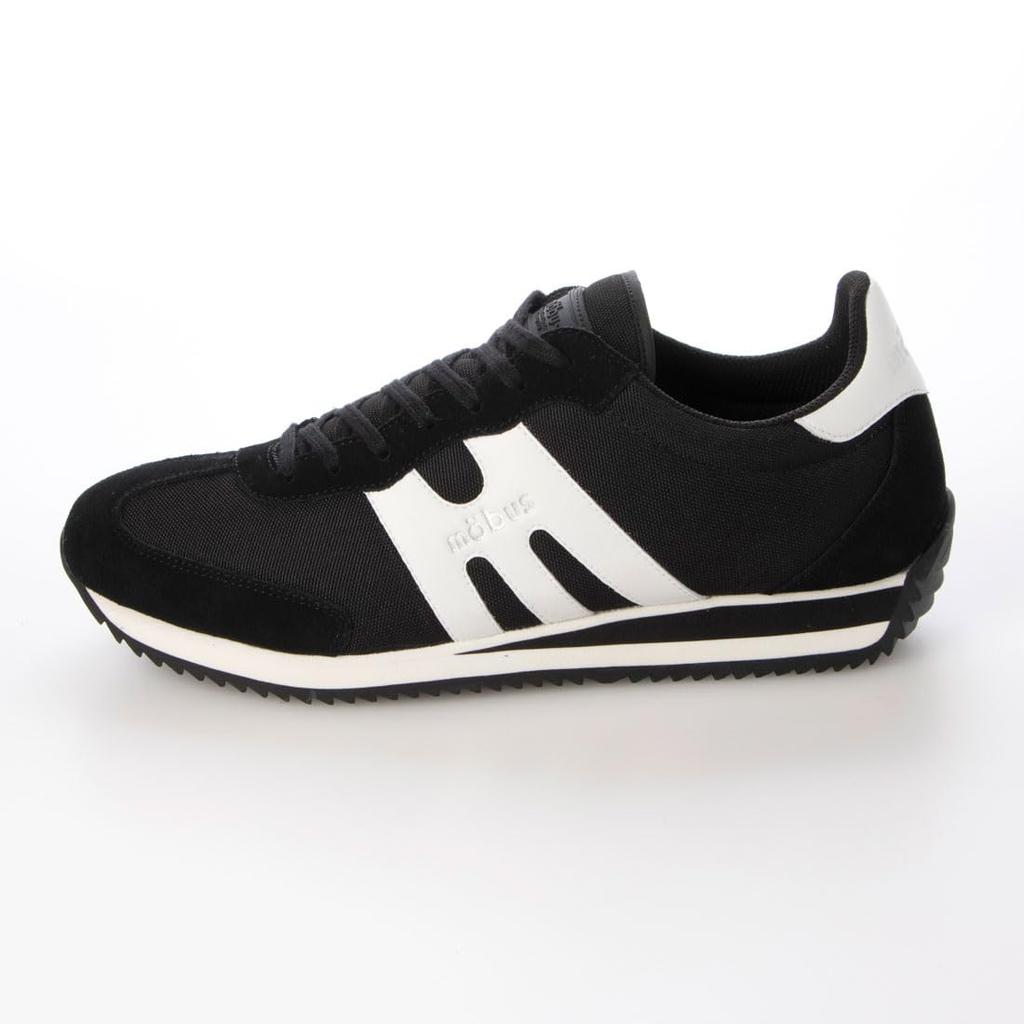 Mobus Men's SINA NY Suede Nylon Sports Casual Walking Shoes with Built-in Functional Insole (Black/Off White, Japanese Shoe Size, Adult, 26.5cm)