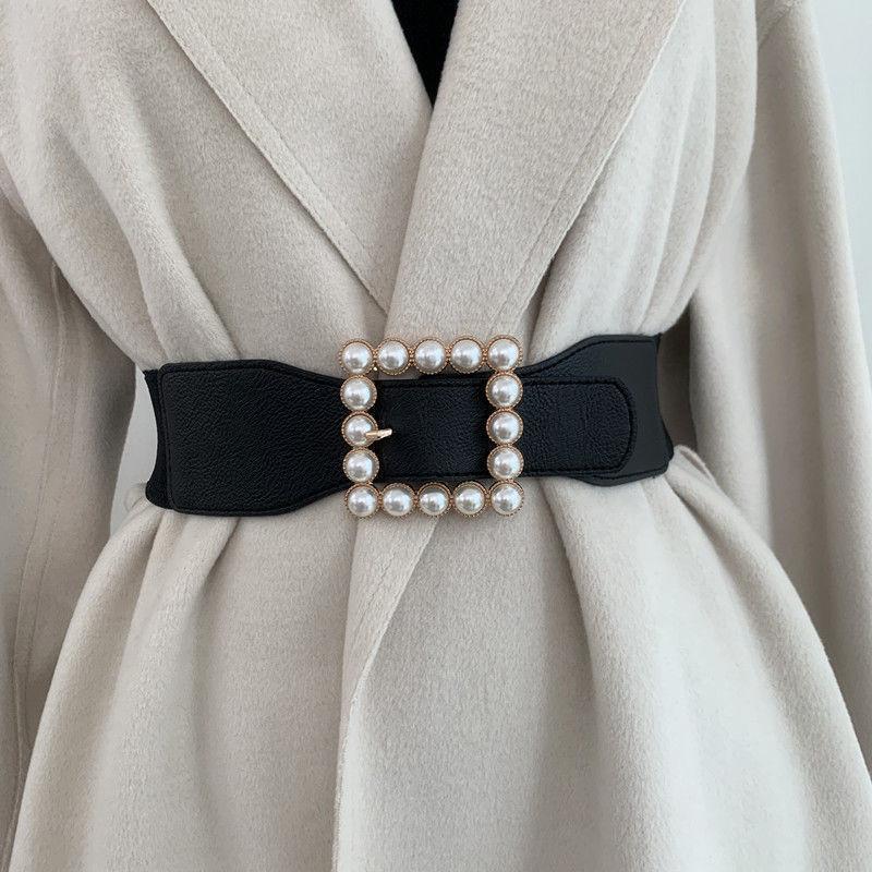 Pearl Sophisticated Wide Waist Accessory For Women Chic Korean Style For Dress Enhancement