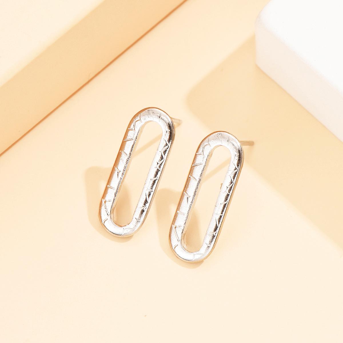 18K Gold Geometric Oval Stainless Steel Earrings for Women