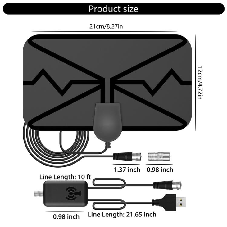Premium ABS Material TV Antennae Magnified Receiver For 1080P Intelligent TVs 250Km Scope Capability