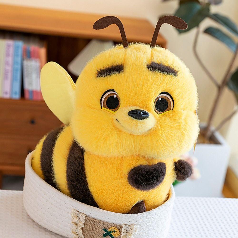 25cm/33cm/40cm Bee Pillow Plush Yellow Stuffed Animal Doll Bee Stuffed Toy  Bedroom Decoration