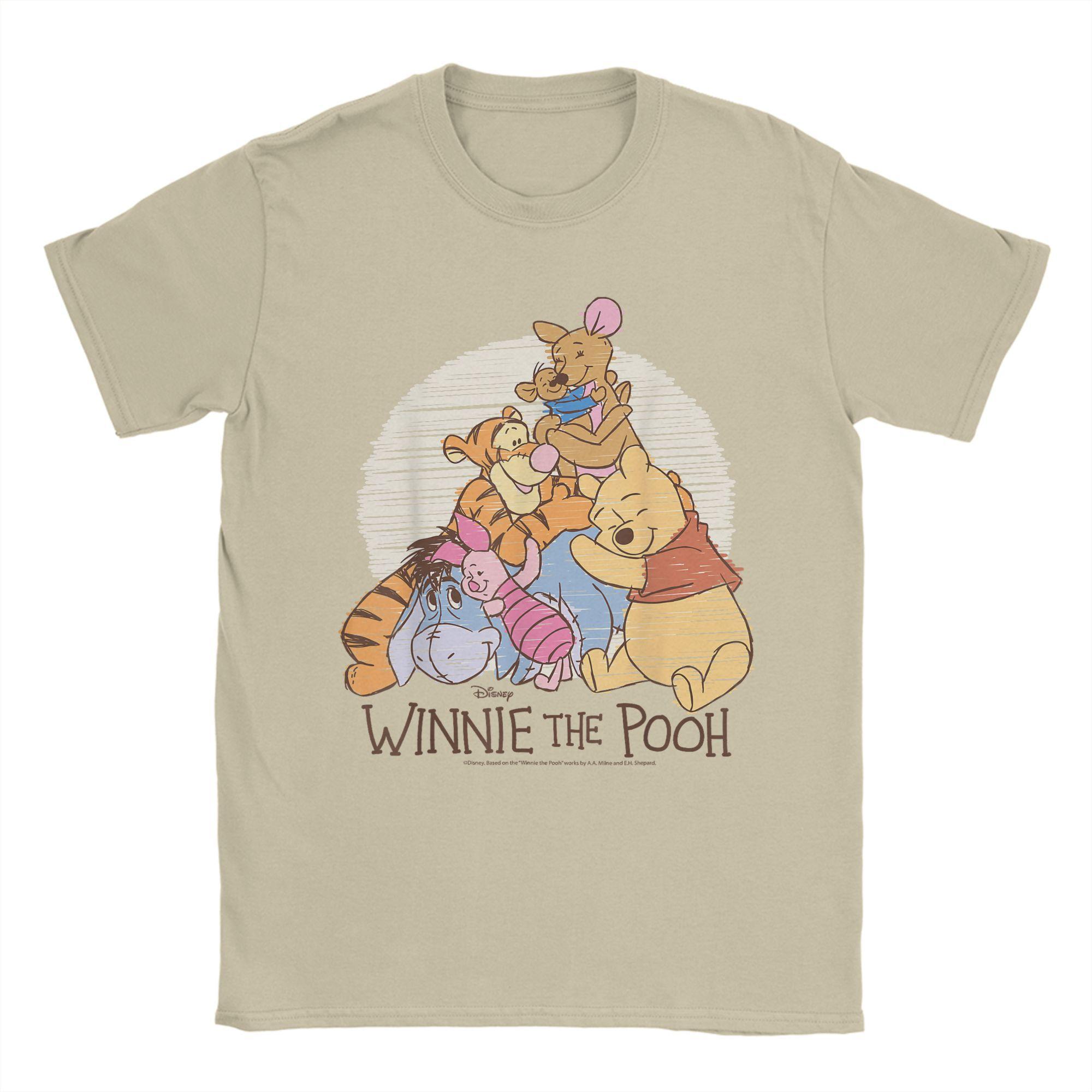 

Winnie The Pooh T-Shirt Men Pooh Eeyore Piglet Tigger Kanga Roo Hug Funny Tees O Neck Short Sleeve T Shirt Plus Size Clothes L