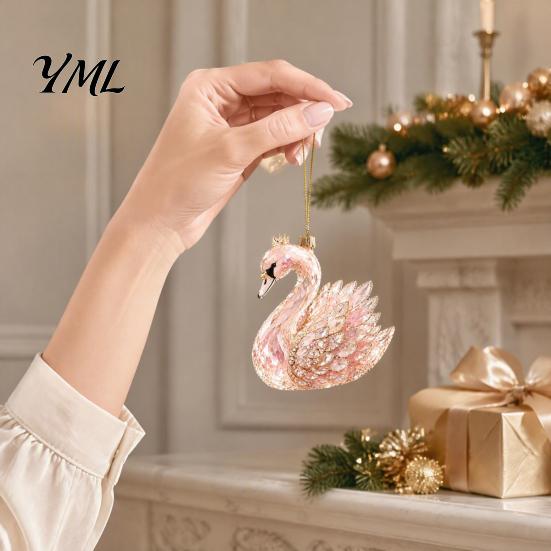 Acrylic Christmas Ornament Faux Crystal Animal Ornament, Flat Print Hanging Decor Tree Decoration for Tree, Butterfly/Peacock/Bird/Swan Holiday