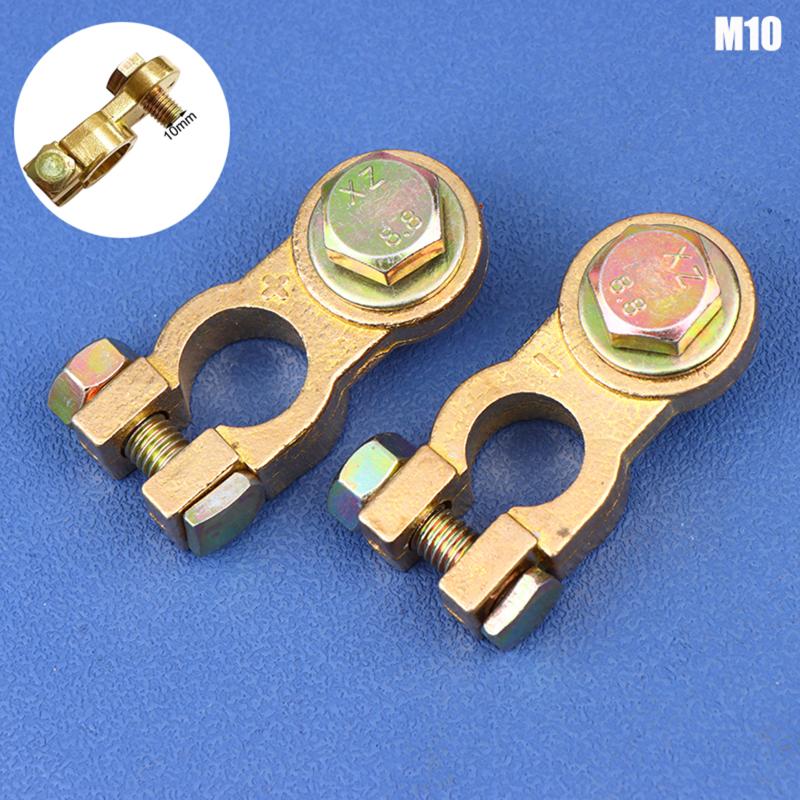 

2Pcs M8 M10 Car Battery Terminal Wire Clamps Brass Positive Negative Top Post Connectors Battery Terminal Clips M10