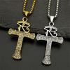 Egypt Cross Key of Life Rhinestones Necklace for Women Men Stainless Steel Gold Color Eye Horus Protection Chain Jewelry