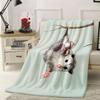 Soft Opossum Flannel Blanket a Plush Throw Featuring a Light Blue Opossum Design Suitable for Year