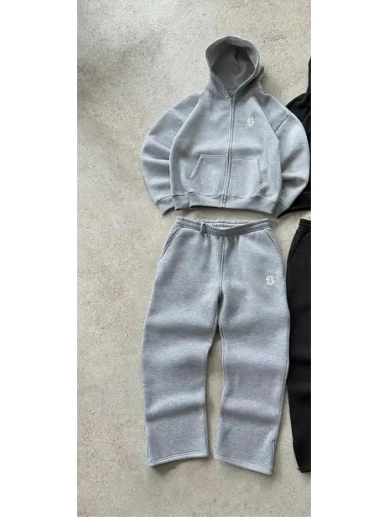 European & American Embroidered Hip Hop Zipper Sweatpants - Men's and Women's Casual Long Pants