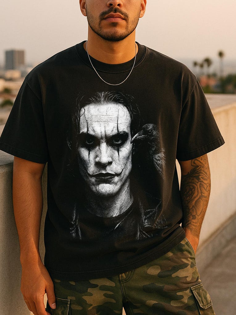 T-shirt Il Corvo Tributo a Brandon Lee Nera Comfort Colors Film Cult Classic Abbigliamento Horror