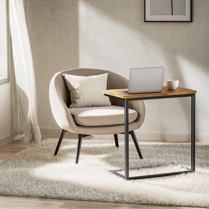 C Shaped End Table 27 Inches High, Side Table for Couch Slide Under, C Table Sofa Side End Table for Living Room