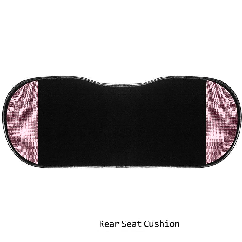 Autositzbezug-Set, Bling-Innenzubehör für Frauen, Diamant-Kopf-Rückenlehnenkissen-Schutz, Rücksitz-Schutzpolster