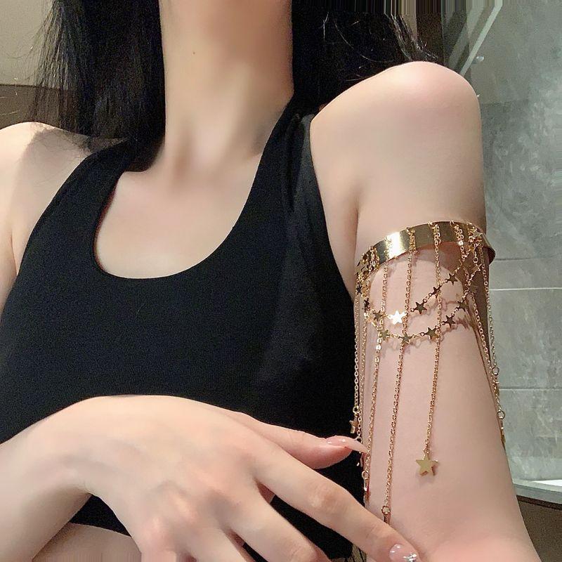 

Нишевый стиль, кисточка, глянцевый, причудливый, металлический женский браслет Gold-Star Tassel