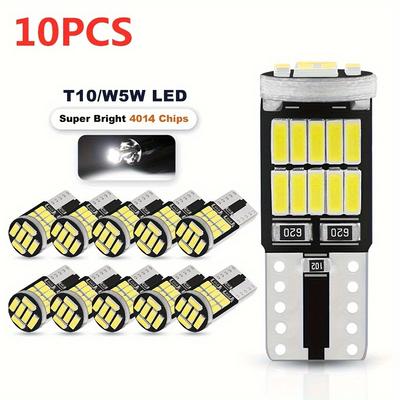 10PCS T10 W5W LED Car Interior Light Bulbs 4014 Chip 12V Aluminum Heat Sink 26mm