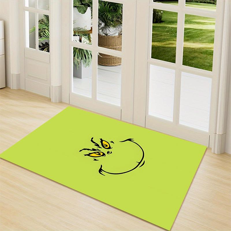 Grinch'S Festive Smile Carpet Rug Soft Washable Antislip Home Living Room Sofa Mats Personalized Christmas Rug