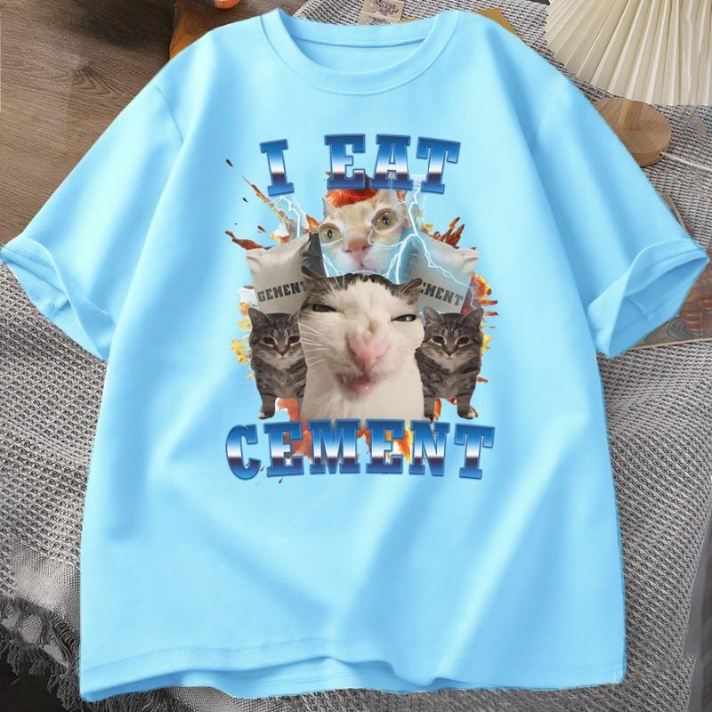 I Eat Ceunisext Funny Cat Meme Tee Shirt Cotton Short Sleeve Stupid Ugly Cats Printed T Shirt Casual O Neck Graphic Tees Tees Tops