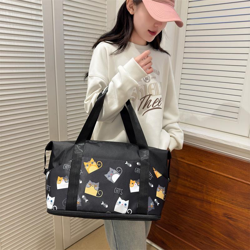 Extended Multi-pocket Classification Design Handheld Travel Bag Dry Wet Separation Personalized Printed Fitness Bag Can Be Used To Pull Rod