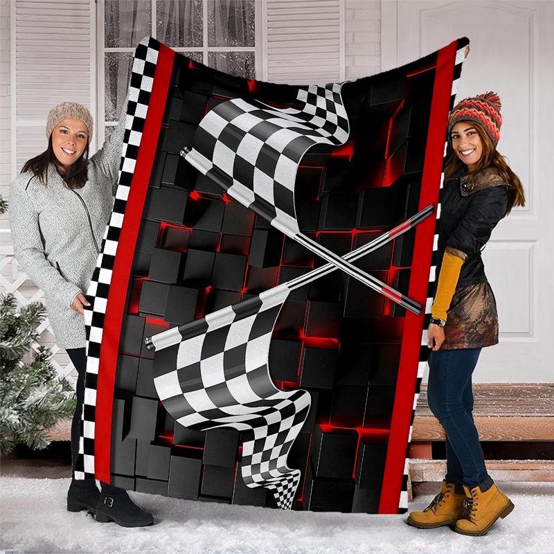Racing Theme Printed Blanket - Perfect for Couch, Bed, Travel & Outdoor Use | Machine Washable, Cozy & Durable.