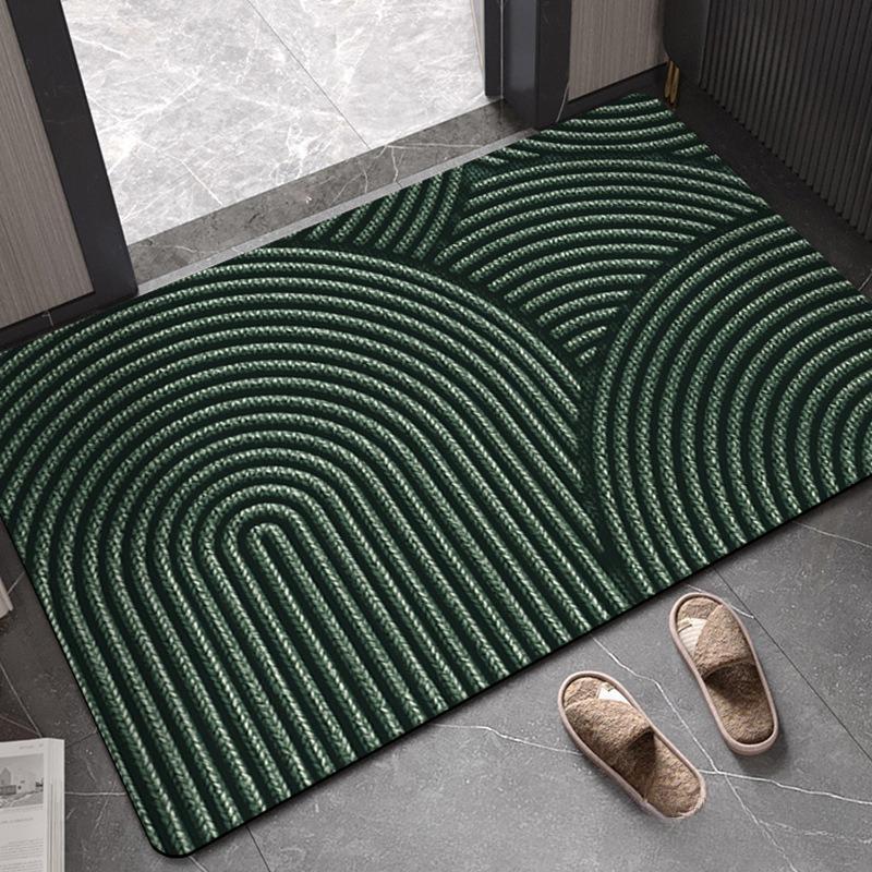 Modern Simple Bathroom Mat Water Absorbent Non-Slip Entrance Carpet Household Striped Living Room Entrance Diatomaceous Earth Durable Foot Mat