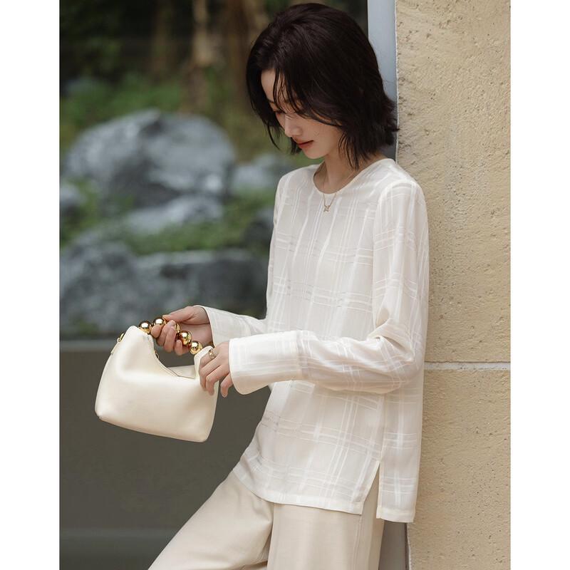 Demana Women's Urban Elegant Loose Fit Round Neck Solid Shirt