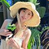 Lace lace-up big brim straw hat women's summer 2026 new beach travel sun hat seaside sun hat