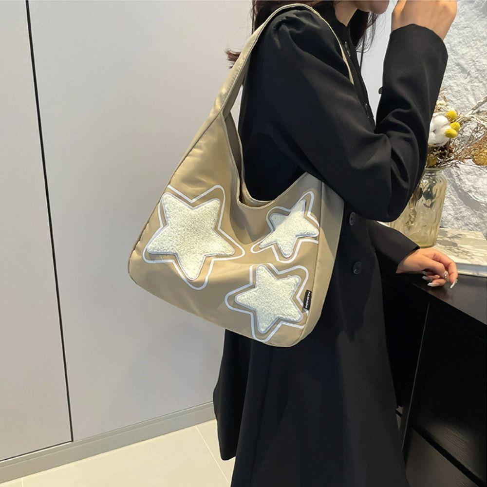 Y2k Pentagram Shoulder Bag Zipper Tote Bag Vintage Star Hobo Bag  Ladies