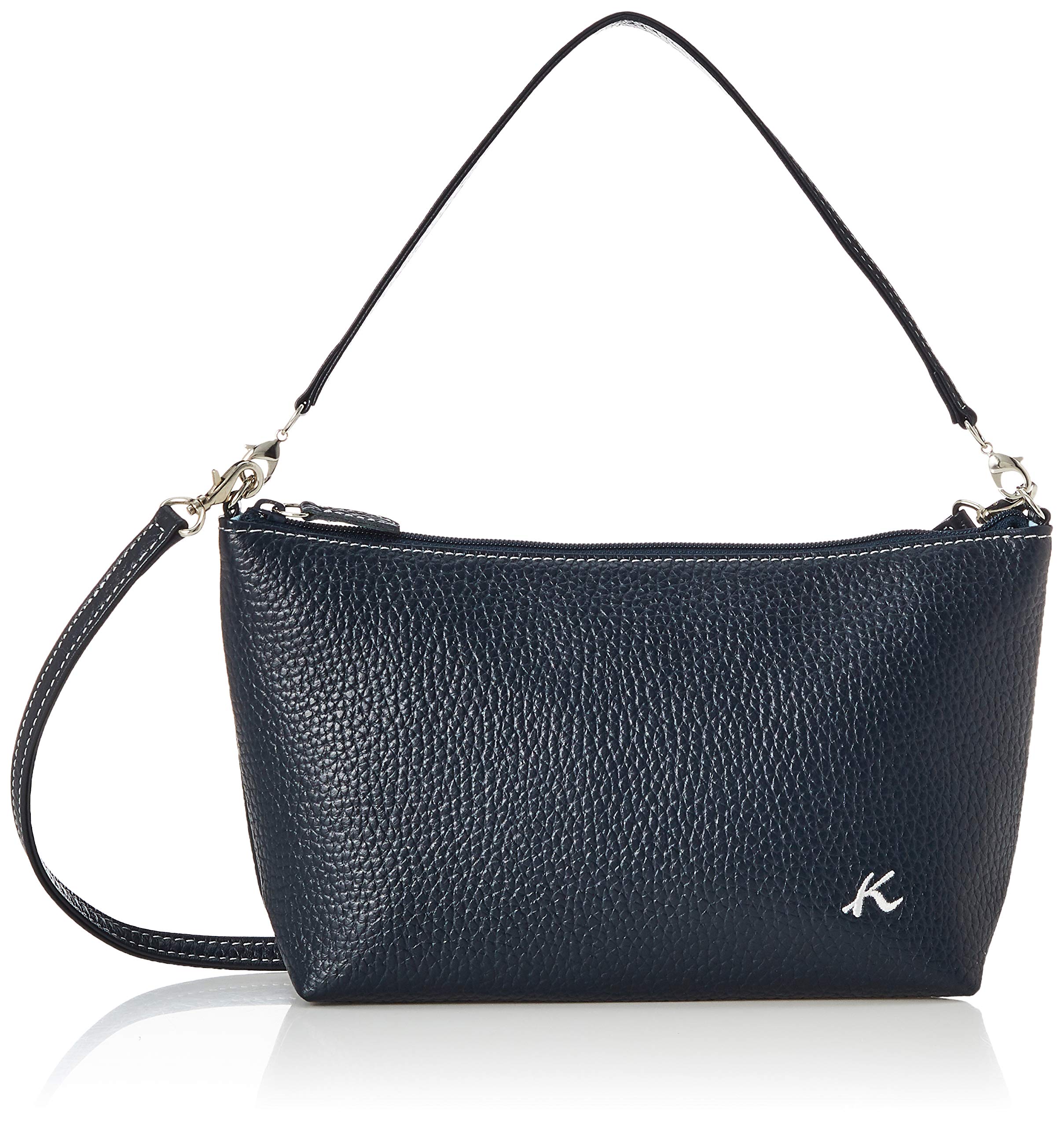

Shrink Leather Pouch RH0565 Dark Stitch 10901 [Kitamura] 2-way Women s Blue/White [Navy]