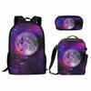 Classico Popolare Divertente Cielo Stellato Animale Stampa 3D Set da 3 pz Zaino per Studenti Zaino per Laptop Zaino Giornaliero Borsa Pranzo Astuccio