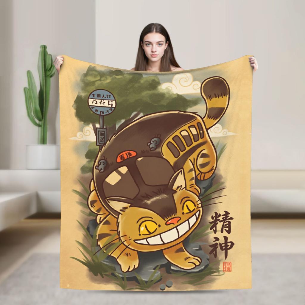 Japanese Blanket T-Totoros Travel Flannel Throw Blanket For Couch Bed Soft Custom DIY Quality Bedspread Gift Idea