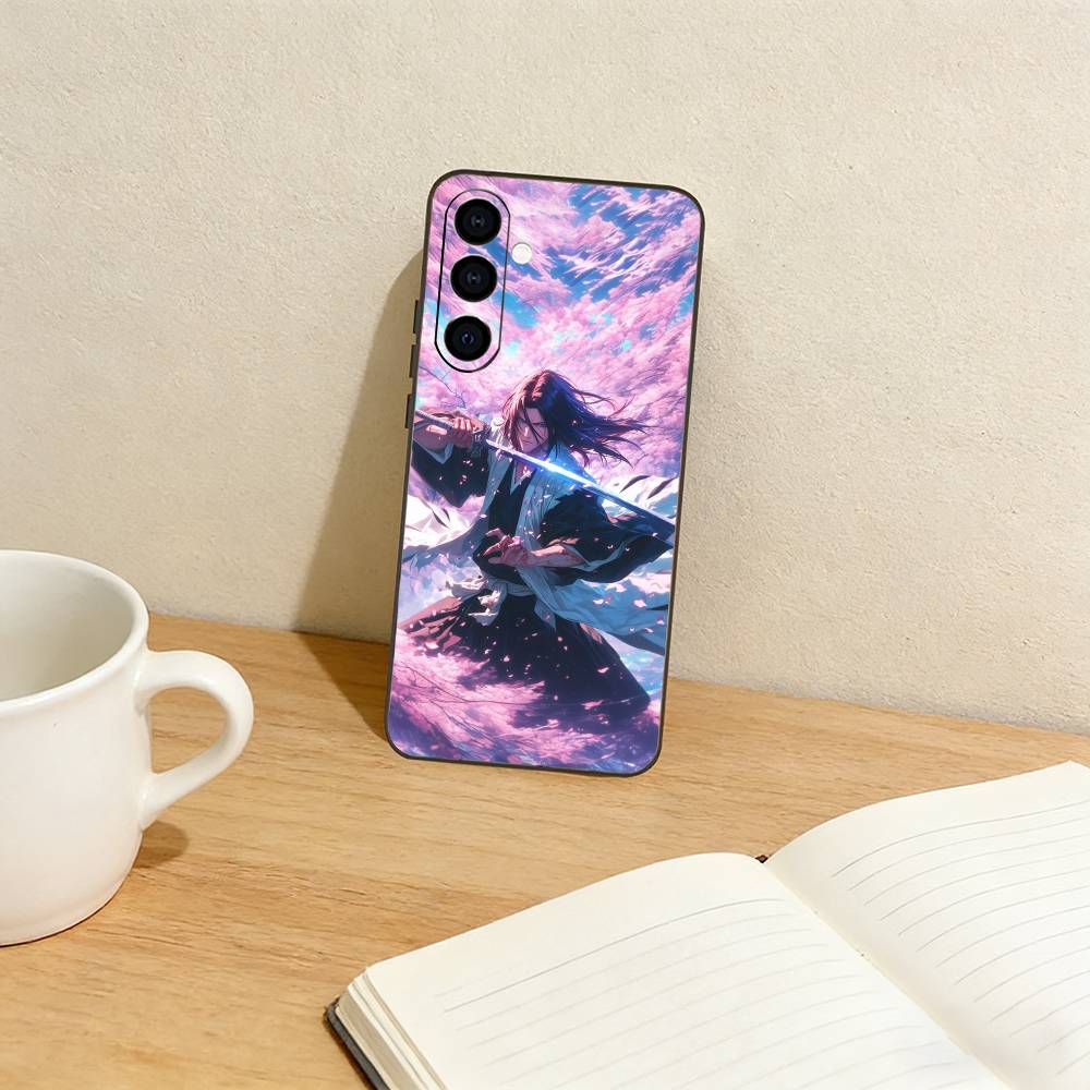 B-Bleach Anime K-Kuchiki Byakuya Colorful Phone Case For Samsung Galaxy A73,A72,A71,A70,A53,A52,A51,Others Soft Black Cover