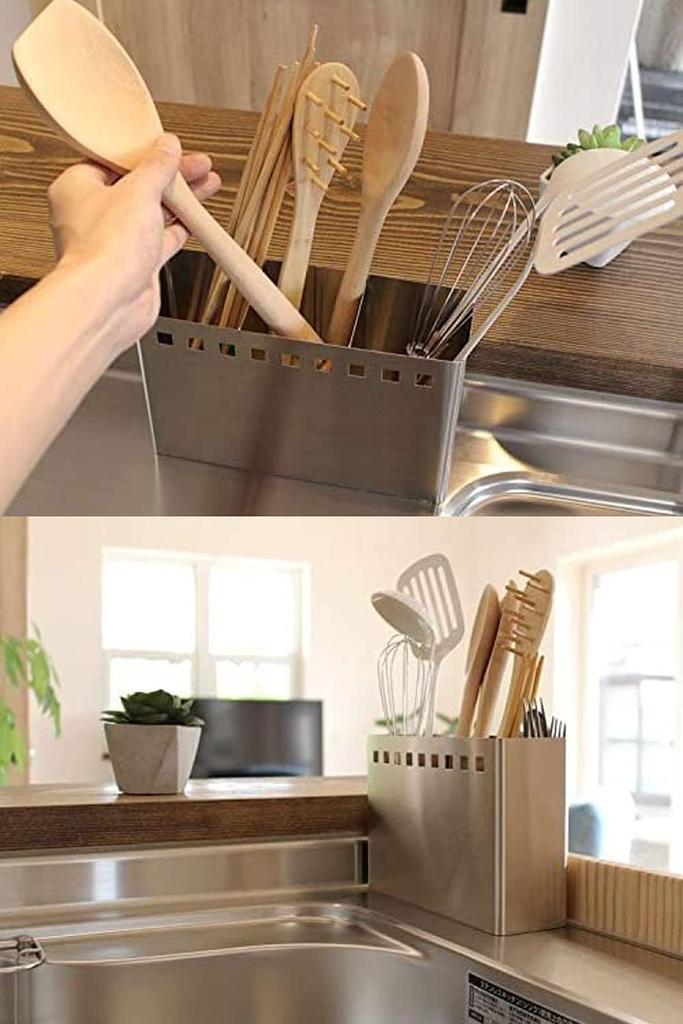 Be Worth Style In Slim Kitchen Tool Stainless Steel 2 Dividers with Wide X 7cm Deep X 15cm [Made Japan] Stand, 18-8 (Rust-Resistant), Cushions, 22.5cm