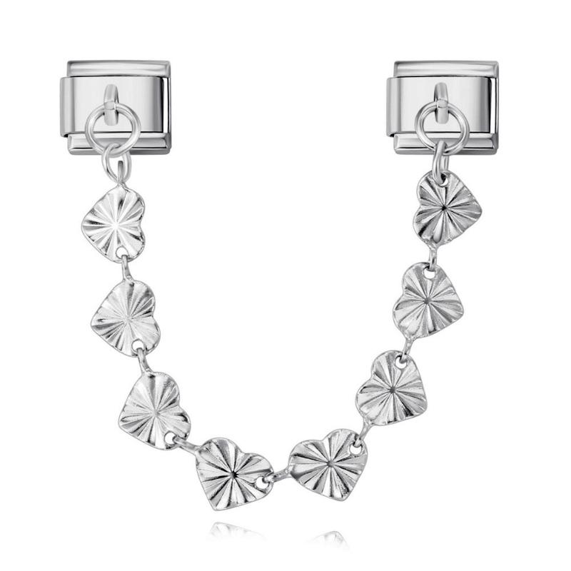 Fashion Women Stainless Steel Heart Chain Italian Charms Link Buckle Fit 9Mm Bracelet Diy Jewelry Accessories