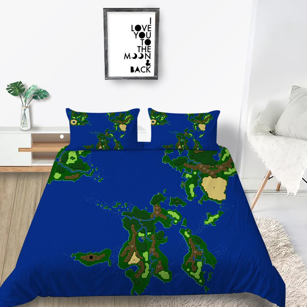3D Map Printing Duvet Cover Set with Pillowcase Cartoon Home Textiles Bedding Set Children Twin Single Size Bed Sets