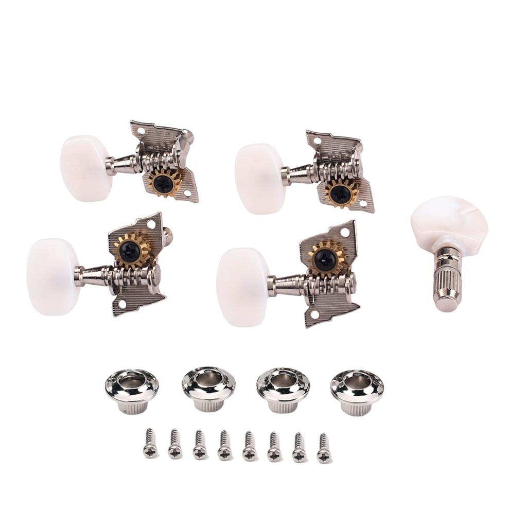 Ukulele 4 String Left and Right Hand Guitar Tuning Peg Keys Guitar Tuners Machine Head - Small White Oval Concave Button