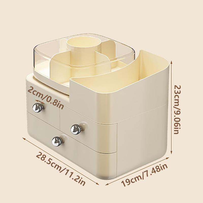 360° Rotating Makeup Organizer for Vanity with Drawers, Large Capacity Cosmetic Display Case, skincare organizer, Cosmetic Organ