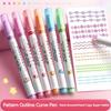 3/6pcs Flower Shape Outline Pens Curve Roller Tip Pen Highlighter Marker Stationery Graffiti Scrapbook Line Drawing Tool TMZ