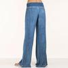 Women's Casual Cotton Pull-on Pant with Elastic Waist High Waist Denim Wide Leg Palazzo Pants Jeans Trousers