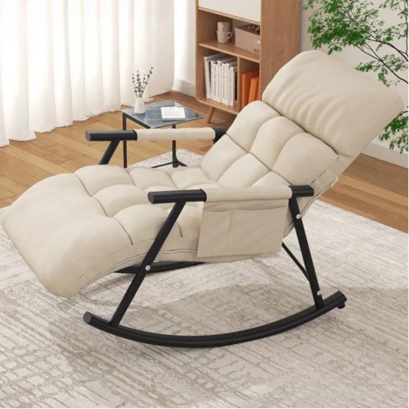 Rocking Chair Foldable Siesta Waterproof Technology Cloth Adjustable Tumbler Carbon Steel Frame Multiple Support Points Recliner
