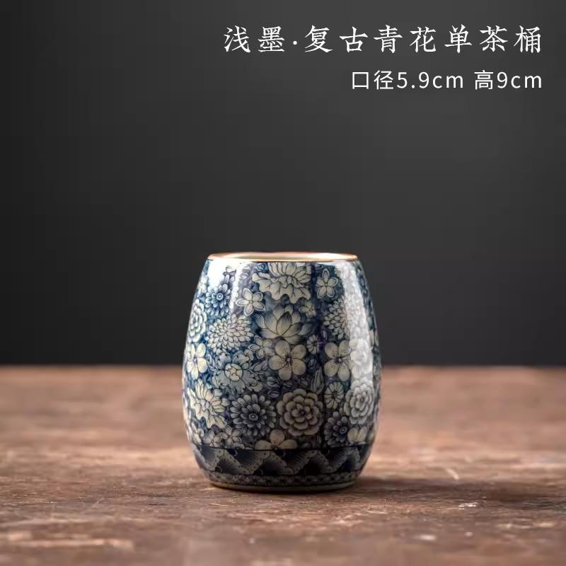 Vintage Blue and White Ceramic Tea Ceremony Six Gentlemen Tea Clip Brush Organizer Tea Accessories Set Accessories