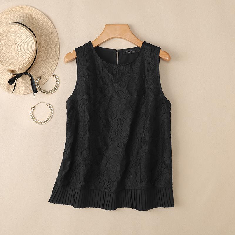 ZANZEA Women Elegant Texture Summer Casual Sleeveless Vest Tops