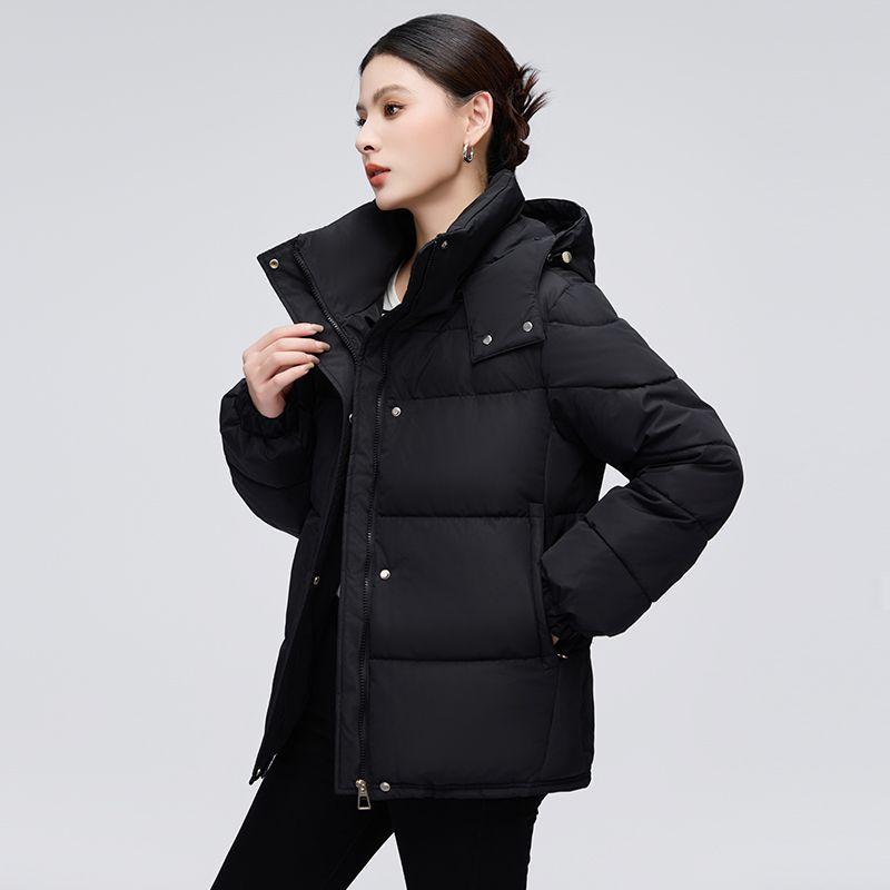 Thickened Down Cotton Jacket with Detachable Hood for Winter Petite