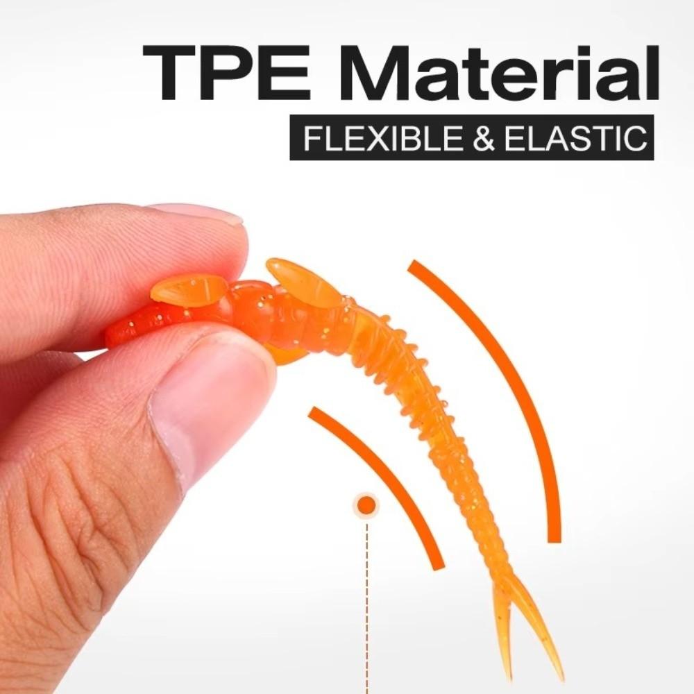 20pcs Worm Shape 7.3cm/1.3g Fishing Lure Temptation Swimming Soft TPE Material Alien Worm Laser Glitter TPE Bait Lure Fishing