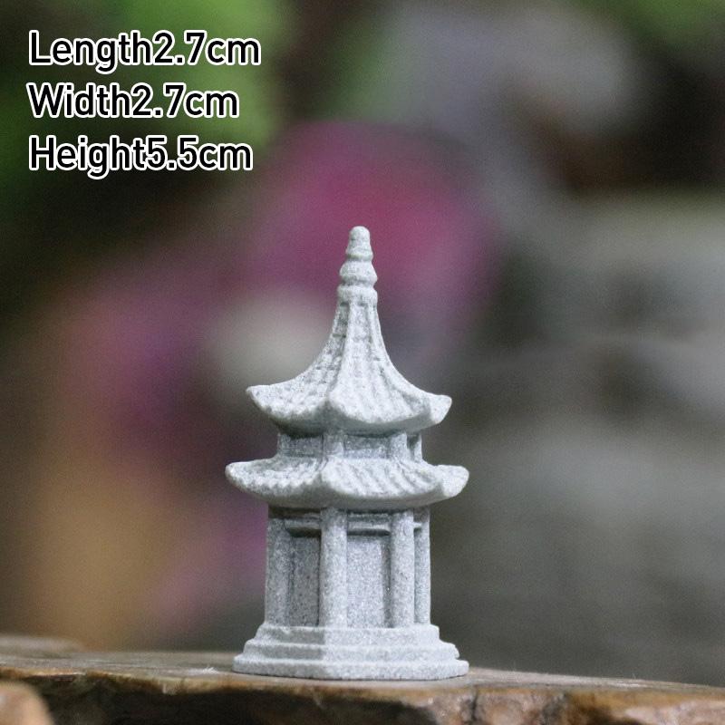 Vintage Zen Miniature Sand Stone Tower Pavilion Ornaments Lantern Figurines Japanese Garden Bonsai Rockery Lanscaping Home Decor