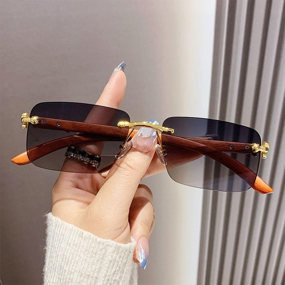 

Vintage Metal Sun Glasses UV400 Square Shades New Rimless Sunglasses for Women & Men Gradient Blue