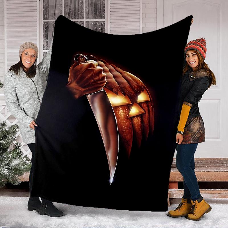 Coperta stampata a tema horror di Halloween - Perfetta per divano, letto, viaggi e uso all'aperto | Lavabile in lavatrice, accogliente e resistente.