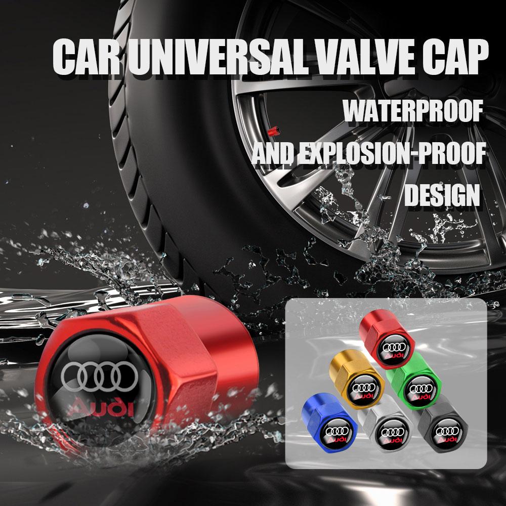 For Audi 8P Aluminum Car Tire Valve Caps Auto Truck Motocycle Bike Tyre Wheel Stem Air Valve Dust Cover For Audi S RS A3 8P S3 A4 B8 B7 A6