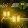 2PCS 3D Solar Lantern Rain Proof Weather Proof Flickering Outdoor Lantern for Garden Patio Landscape Decoration